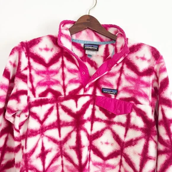 PATAGONIA Snap T Synchilla Pullover Pink Diamond Shibori Tie Dye Small S - Picture 3 of 8